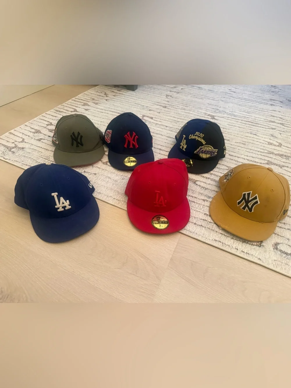 6 fitted hats size 7 and 7 1/8